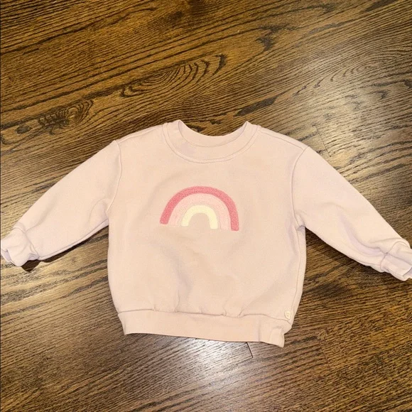 Gap Light Pink Rainbow Sweatshirt and Jogger Set 12-18 Months - Picture 2 of 7